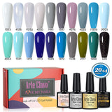 8ml Gel Nail Polish Box Set-20 Bottles Color Gel+4pcs 10ml Nail Essential Gel Polish