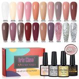 8ml Gel Nail Polish Box Set-20 Bottles Color Gel+4pcs 10ml Nail Essential Gel Polish