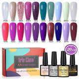 8ml Gel Nail Polish Box Set-20 Bottles Color Gel+4pcs 10ml Nail Essential Gel Polish