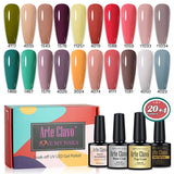 8ml Gel Nail Polish Box Set-20 Bottles Color Gel+4pcs 10ml Nail Essential Gel Polish