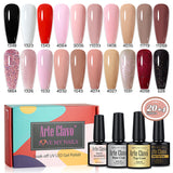 8ml Gel Nail Polish Box Set-20 Bottles Color Gel+4pcs 10ml Nail Essential Gel Polish