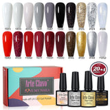 8ml Gel Nail Polish Box Set-20 Bottles Color Gel+4pcs 10ml Nail Essential Gel Polish
