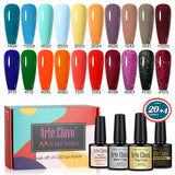 8ml Gel Nail Polish Box Set-20 Bottles Color Gel+4pcs 10ml Nail Essential Gel Polish