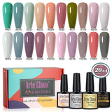 8ml Gel Nail Polish Box Set-20 Bottles Color Gel+4pcs 10ml Nail Essential Gel Polish