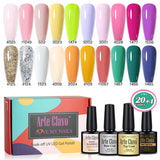 8ml Gel Nail Polish Box Set-20 Bottles Color Gel+4pcs 10ml Nail Essential Gel Polish