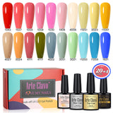 8ml Gel Nail Polish Box Set-20 Bottles Color Gel+4pcs 10ml Nail Essential Gel Polish