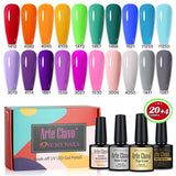 8ml Gel Nail Polish Box Set-20 Bottles Color Gel+4pcs 10ml Nail Essential Gel Polish