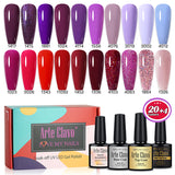 8ml Gel Nail Polish Box Set-20 Bottles Color Gel+4pcs 10ml Nail Essential Gel Polish