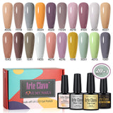 8ml Gel Nail Polish Box Set-20 Bottles Color Gel+4pcs 10ml Nail Essential Gel Polish