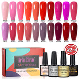 8ml Gel Nail Polish Box Set-20 Bottles Color Gel+4pcs 10ml Nail Essential Gel Polish