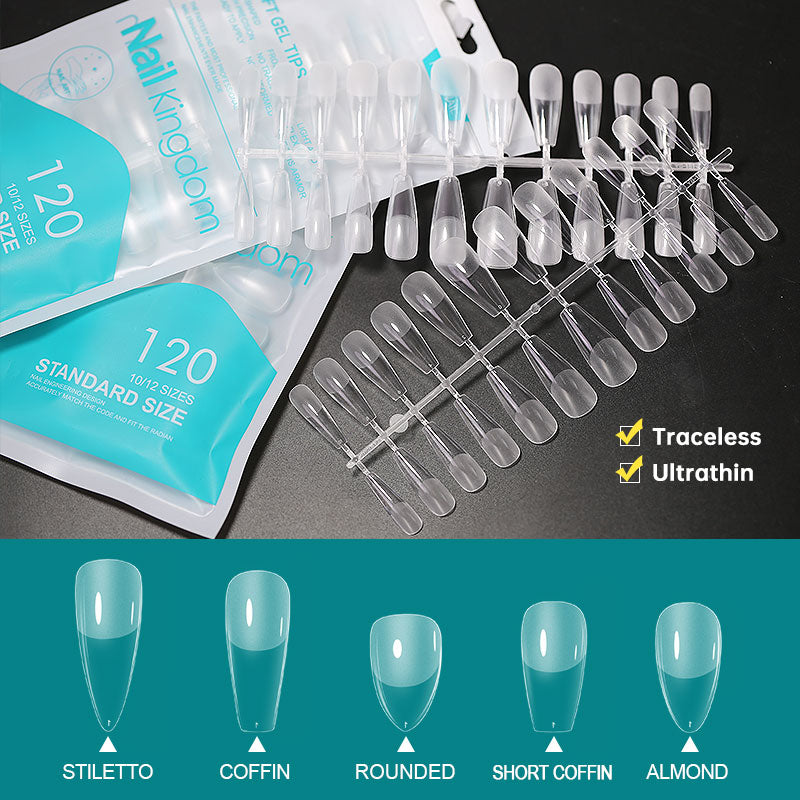 120pcs Press on Nails Oval Almond Rounded Stiletto Coffin False Nail Tips