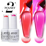 2pcs 15ml Jelly Semi-transparent Color Gel Nail Polish