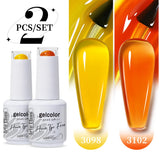 2pcs 15ml Jelly Semi-transparent Color Gel Nail Polish