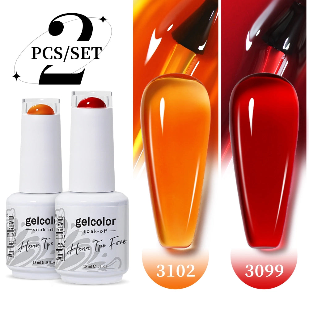 2pcs 15ml Jelly Semi-transparent Color Gel Nail Polish