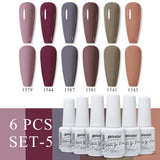 6pcs 8ml Gel Nail Polish Set - HEMA & TPO FREE (6S-ZH01~~ZH56)