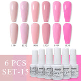 6pcs 8ml Gel Nail Polish Set - HEMA & TPO FREE (6S-ZH01~~ZH56)