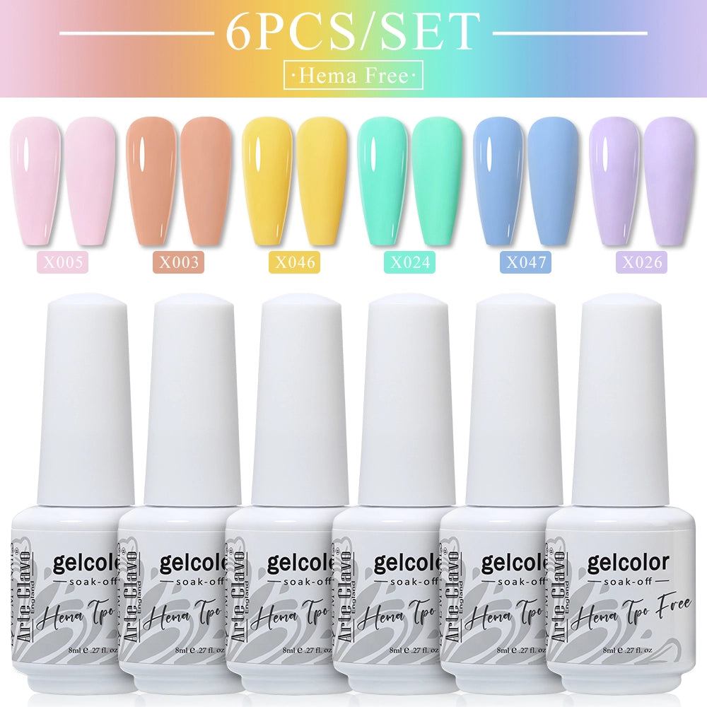 6pcs 8ml Gel Nail Polish Set - HEMA & TPO FREE (6S-ZH57~~ZH71)
