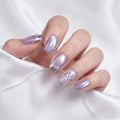 "Lavender Nebula" | Handmade Aurora Cat-Eye Press-on Nails with Plaid Accents