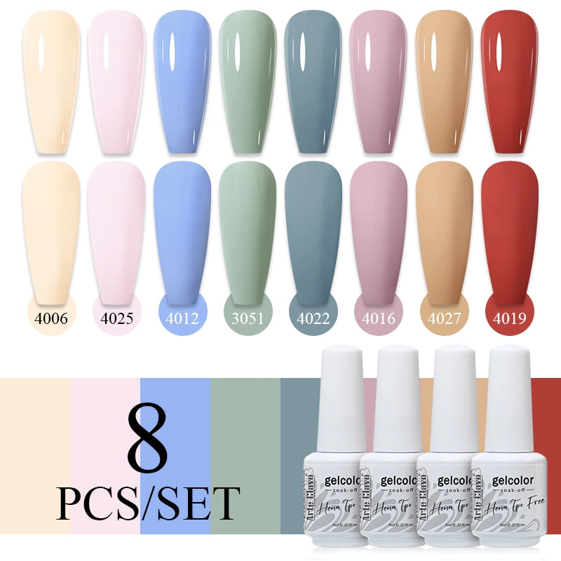 8pcs 8ml Gel Nail Polish Set - HEMA & TPO FREE (8S-ZH31~~ZH38)
