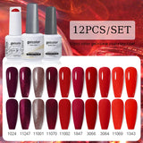 10pcs Color Gel Nail Polish +1pcs Base Coat+1pcs Top Coat - 15ml(12B-ACZBZH25~~ACZBZH50)