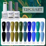 10pcs Color Gel Nail Polish +1pcs Base Coat+1pcs Top Coat - 15ml(12B-ACZBZH25~~ACZBZH50)