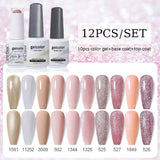 10pcs Color Gel Nail Polish +1pcs Base Coat+1pcs Top Coat - 15ml(12B-ACZBZH25~~ACZBZH50)
