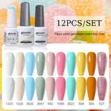 10pcs Color Gel Nail Polish +1pcs Base Coat+1pcs Top Coat - 15ml(12B-ACZBZH25~~ACZBZH50)