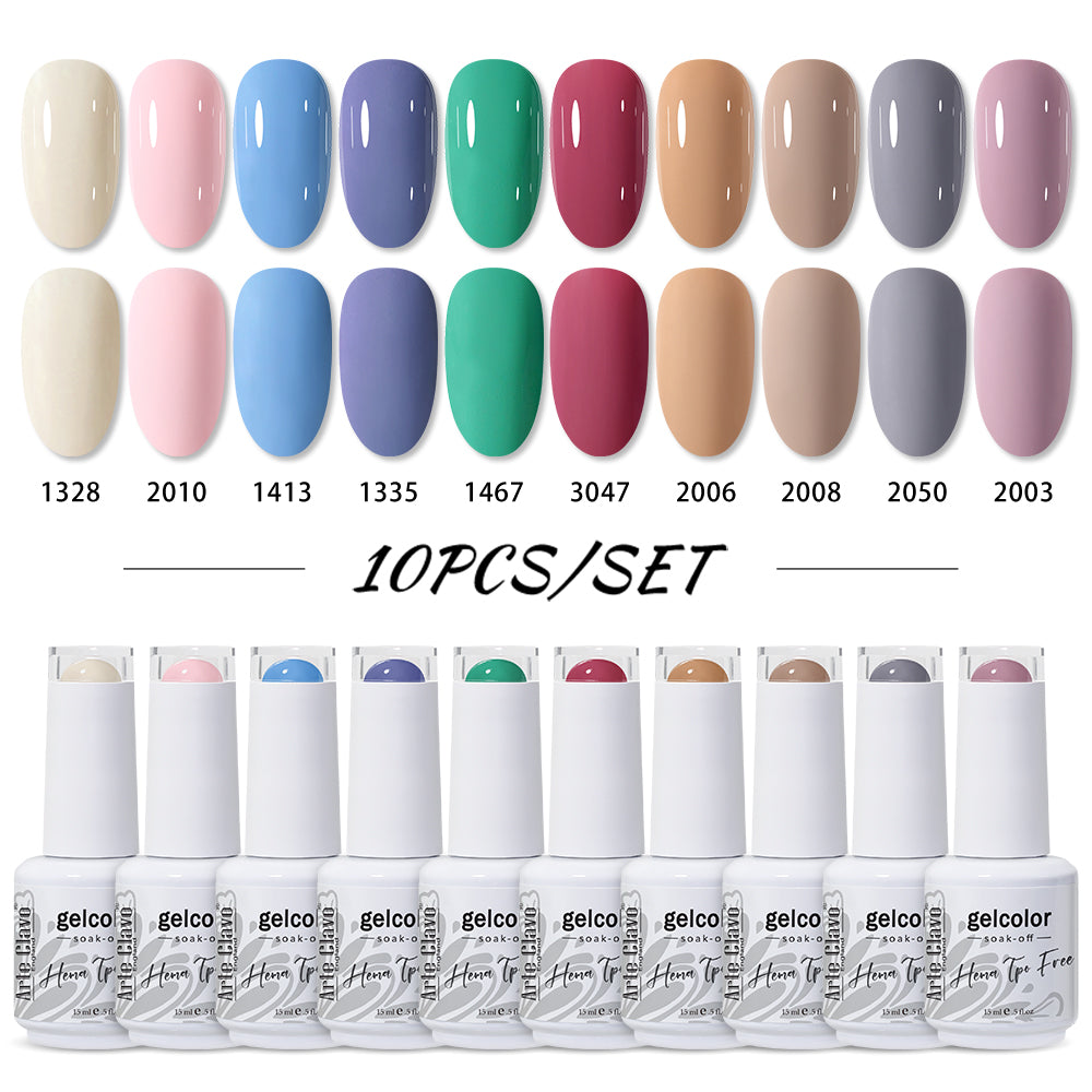 Arte Clavo 10pcs HEMA TPO FREE Color Gel Nail Polish (10B-ACZBZH31~~44)