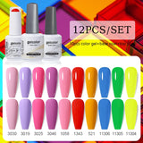 10pcs Color Gel Nail Polish +1pcs Base Coat+1pcs Top Coat - 15ml(12B-ACZBZH25~~ACZBZH50)