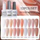 10pcs Color Gel Nail Polish +1pcs Base Coat+1pcs Top Coat - 15ml(12B-ACZBZH25~~ACZBZH50)