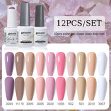 10pcs Color Gel Nail Polish +1pcs Base Coat+1pcs Top Coat - 15ml(12B-ACZBZH25~~ACZBZH50)