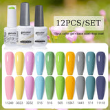 10pcs Color Gel Nail Polish +1pcs Base Coat+1pcs Top Coat - 15ml(12B-ACZBZH25~~ACZBZH50)