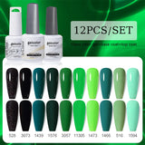 10pcs Color Gel Nail Polish +1pcs Base Coat+1pcs Top Coat - 15ml(12B-ACZBZH25~~ACZBZH50)