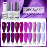 10pcs Color Gel Nail Polish +1pcs Base Coat+1pcs Top Coat - 15ml(12B-ACZBZH25~~ACZBZH50)