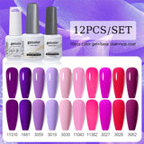 10pcs Color Gel Nail Polish +1pcs Base Coat+1pcs Top Coat - 15ml(12B-ACZBZH25~~ACZBZH50)