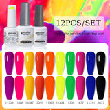 10pcs Color Gel Nail Polish +1pcs Base Coat+1pcs Top Coat - 15ml(12B-ACZBZH25~~ACZBZH50)