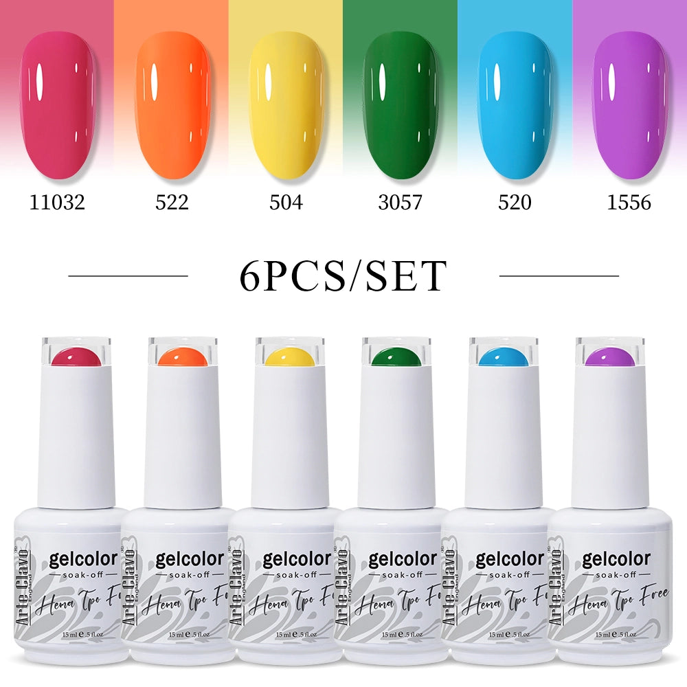 6pcs 15ml Color Gel Nail Polish (6B-ACZBZH44~~ACZBZH55)