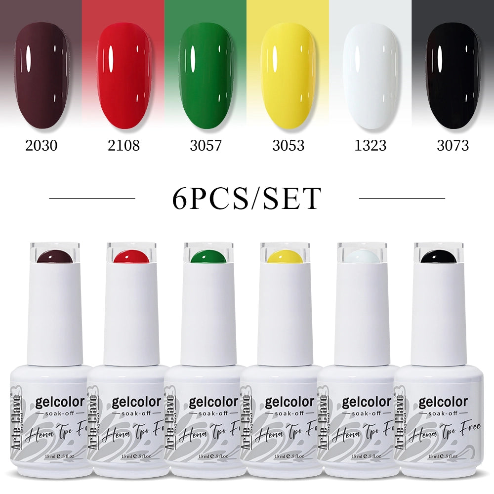 6pcs 15ml Color Gel Nail Polish (6B-ACZBZH44~~ACZBZH55)