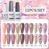 10pcs Color Gel Nail Polish +1pcs Base Coat+1pcs Top Coat - 15ml(12B-ACZBZH25~~ACZBZH50)