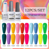 10pcs Color Gel Nail Polish +1pcs Base Coat+1pcs Top Coat - 15ml(12B-ACZBZH25~~ACZBZH50)