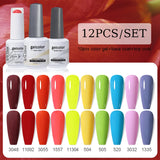 10pcs Color Gel Nail Polish +1pcs Base Coat+1pcs Top Coat - 15ml(12B-ACZBZH25~~ACZBZH50)