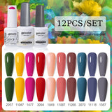 10pcs Color Gel Nail Polish +1pcs Base Coat+1pcs Top Coat - 15ml(12B-ACZBZH25~~ACZBZH50)