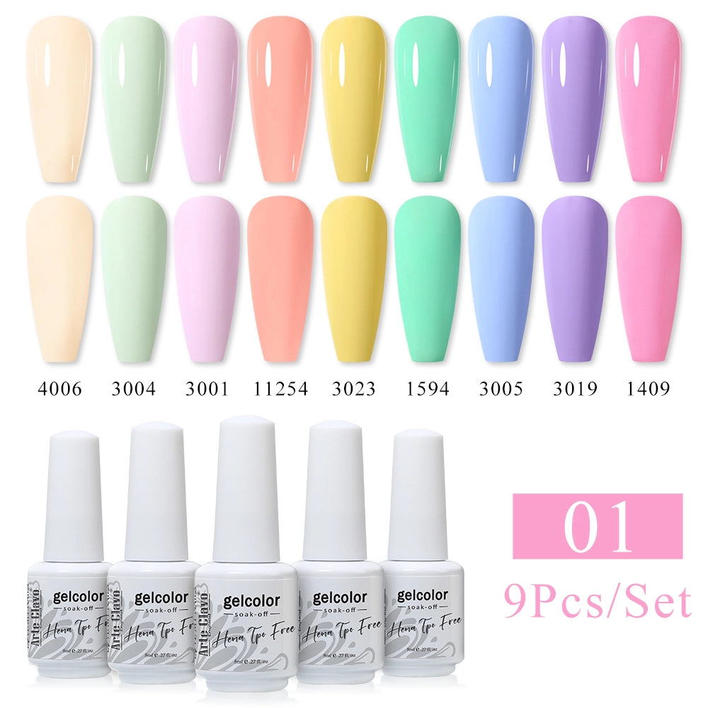 9pcs 8ml Gel Nail Polish Set - HEMA & TPO FREE (9S-ZH01~~ZH13)
