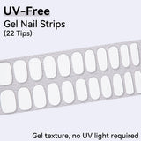 Pure White UV-Free Gel Nail Strips – 22 Strips