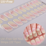 Grade Ombre & Glitter Collection - UV FREE Gel Nail Strips 22 Tips - No Lamp Required
