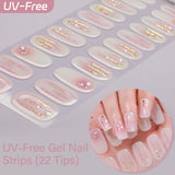 Starry Night, Galaxy Moon & Dreamy Marble Designs - UV FREE Gel Nail Strips 22 Tips - No-Lamp Required