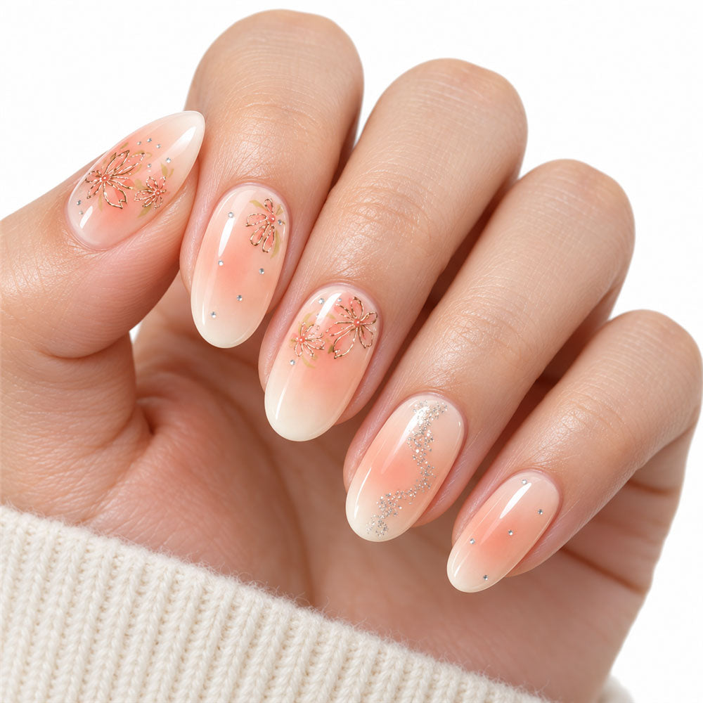 Peach Petal UV-Free Gel Nail Strips – 22 Strips