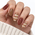 Autumn Argyle UV-Free Gel Nail Strips – 22 Strips