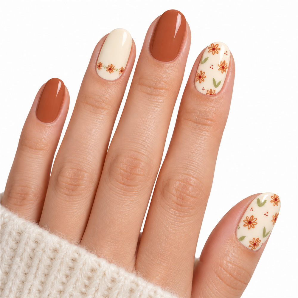 Terracotta Bloom UV-Free Gel Nail Strips – 22 Strips