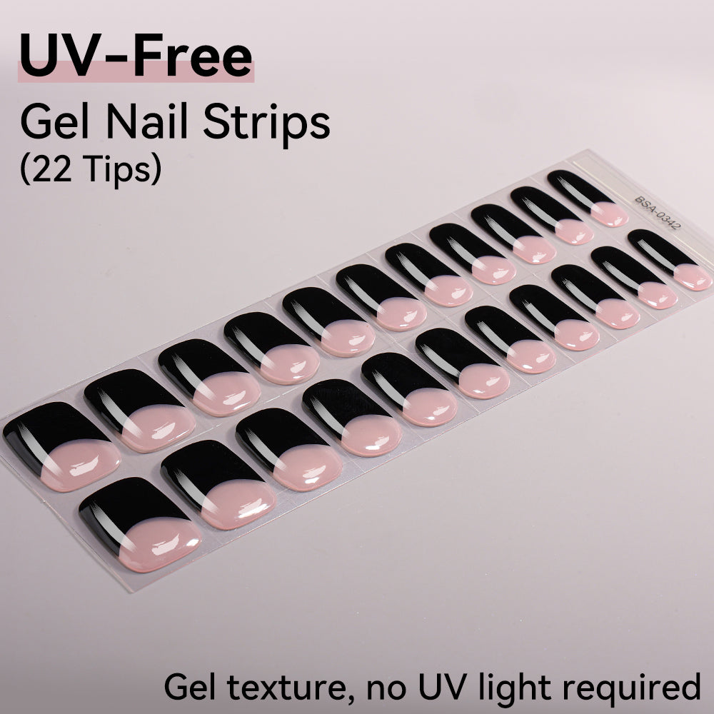 French Design-UV FREE Gel Nail Strips 22 Tips Self Adhesive Gel Nail Stickers